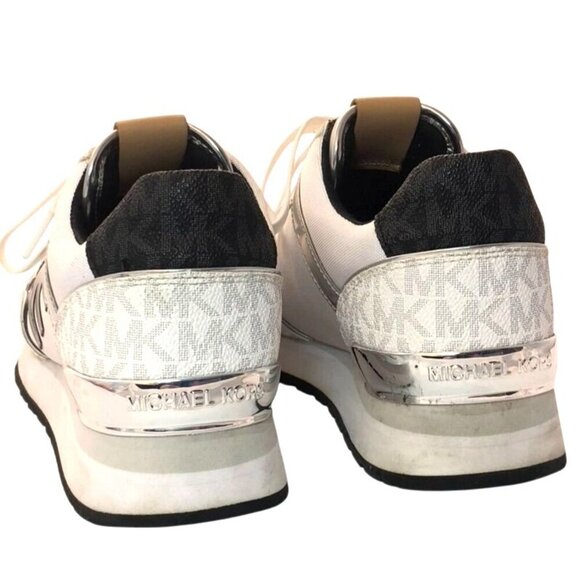 Michael Kors Maddy Two-Tone Gray & Silver Signature Logo & Mesh Trainers Size 6 - Picture 7 of 9
